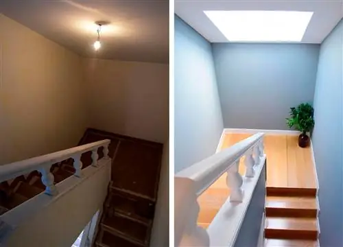 Лестница с окном VELUX и без него Лестница с окном VELUX и без него