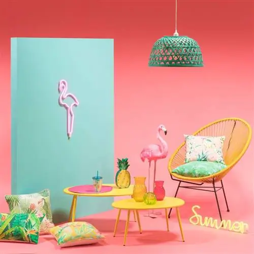 Розовый, Бирюзовый, Зеленый, Фламинго, Комната, Мебель, Стол, Обои, Пурпурный, Стул,