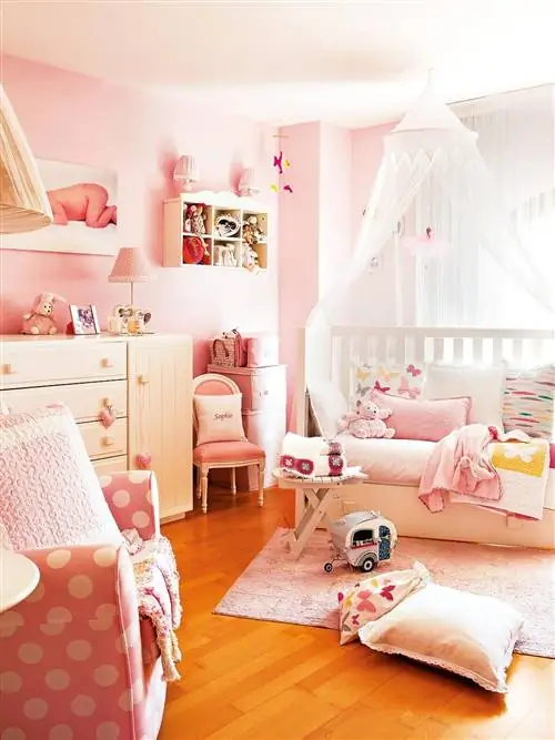 Комната, Дизайн интерьера, Дом, Текстиль, Постельные принадлежности, Мебель, Персиковый, Розовый, Спальня, Этаж,