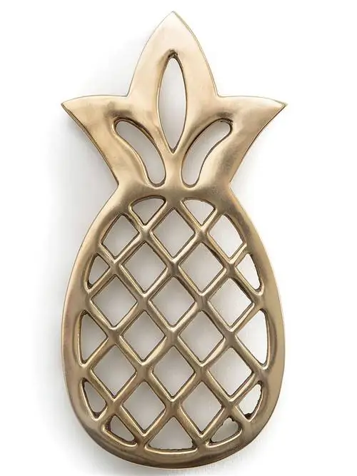 Ананас, латунь, металл, фрукты, бронза, растение, Poales, бромелиевых, кулон, бежевый,