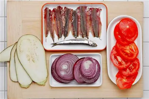 Кока с анчоусами и баклажанами Кока с анчоусами и баклажанами