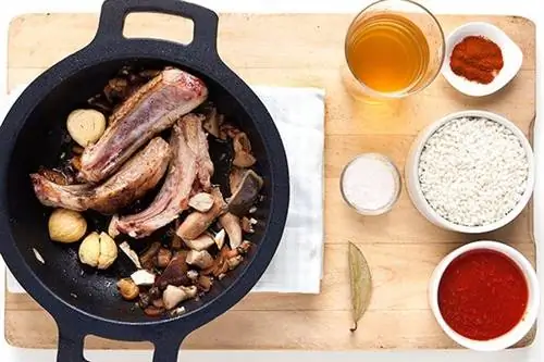 Рис с грибами, ребрышками и каштанами 2
