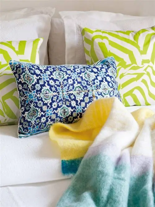 Декоративная подушка, Подушка, Желтый, Подушка, Синий, Бирюзовый, Аква, Мебель, Текстильный, Бирюзовый,