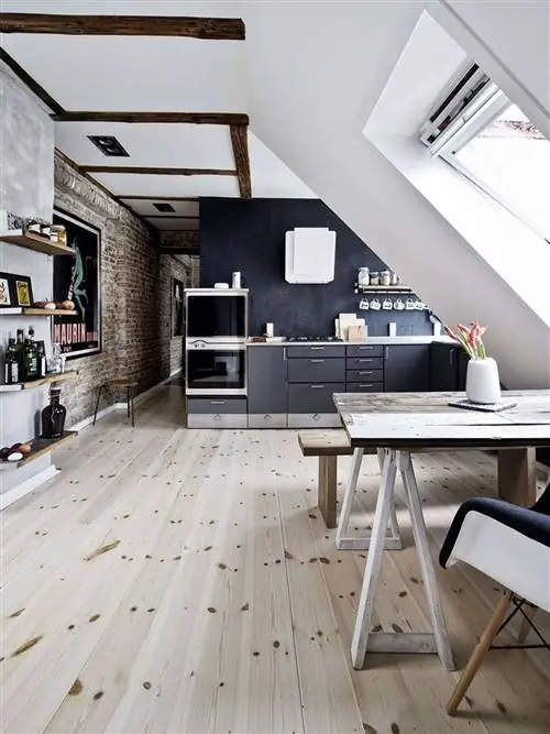 Комната, Мебель, Дизайн интерьера, Этаж, Недвижимость, Чердак, Здание, Потолок, Дом, Стол,