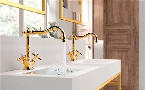 Раковины с золотым ретро-краном