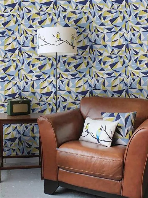 Синий, Коричневый, Стена, Дизайн интерьера, Комната, Мебель, Диван, Подушка, Гостиная, Дом,