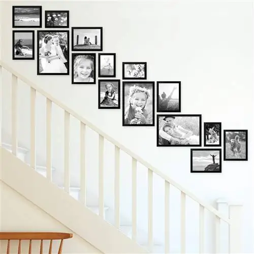Украсьте стену лестницы фотографиями