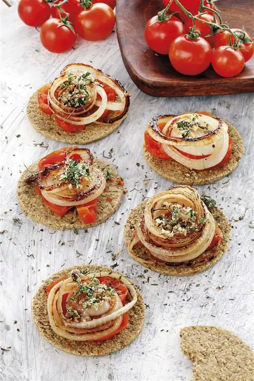 овсяное печенье с луком и помидорами