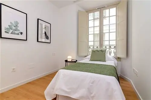 комната, оформленная в бело-зеленых тонах в минималистском стиле