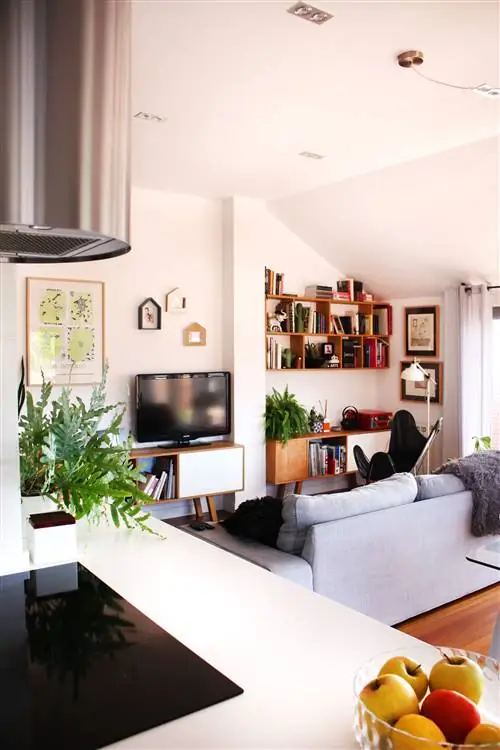 открытая гостиная в скандинавском стиле