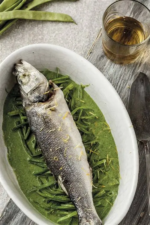 рецепты морского окуня с кремом из зеленой фасоли