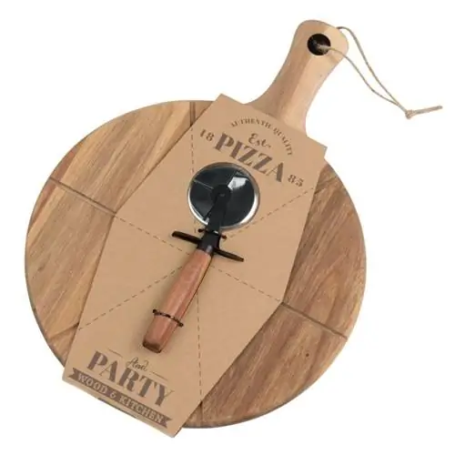 Доска для пиццы из акации и стальной резак