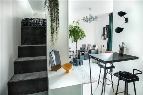 дизайн-студия в Париже площадью 20 м2 с одноместной спальней в мезонине или лофте