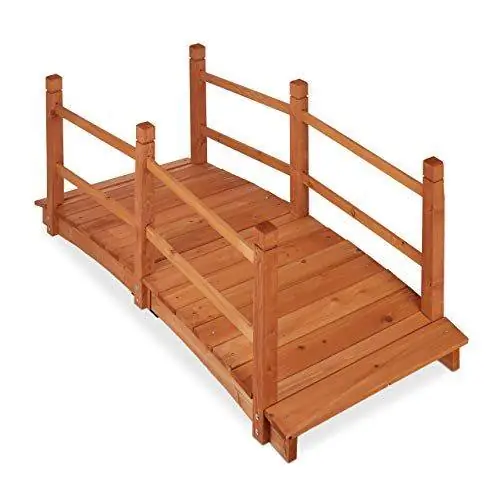 Садовый мостик Relaxdays с перилами, ель, оранжево-коричневый, 56 x 140 x 60 см