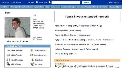 Страница MySpace