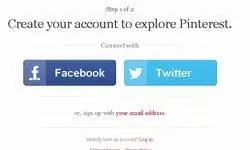 скриншот страницы регистрации Pinterest