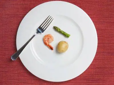тарелка с очень небольшим количеством еды