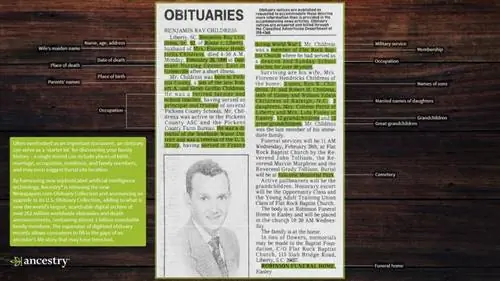 некролог от Ancestry