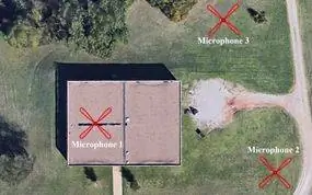 Спутниковый снимок инфразвукового массива в Университете штата Оклахома Спутниковый снимок инфразвукового массива в Университете штата Оклахома