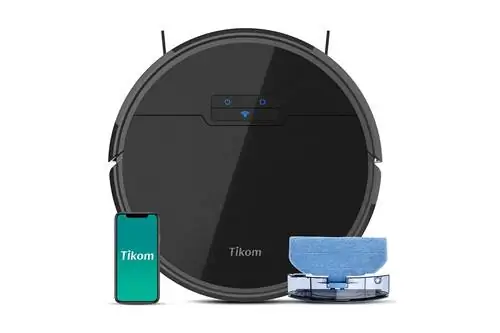 Робот-пылесос и швабра Tikom, робот-пылесос G8000, сильное всасывание 2700 Па, самозарядка, подходит для твердых полов, черный