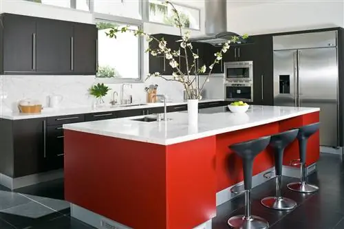 красный кухонный остров красный кухонный остров