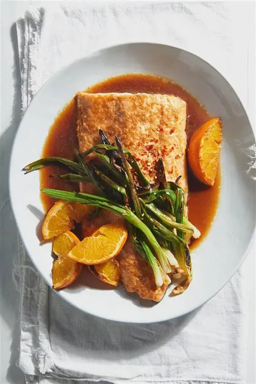 Апельсиновый лосось Зеленый лук