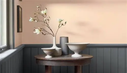 Стена окрашена в нейтральный цвет из коллекции Benjamin Moore Williamsburg. Стена окрашена в нейтральный цвет из коллекции Benjamin Moore Williamsburg.