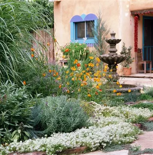 сад с фонтаном