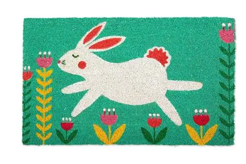 Придверный коврик из натуральной кокосовой койры DII Animal Collection, 17x29, Bunny Folk Garden