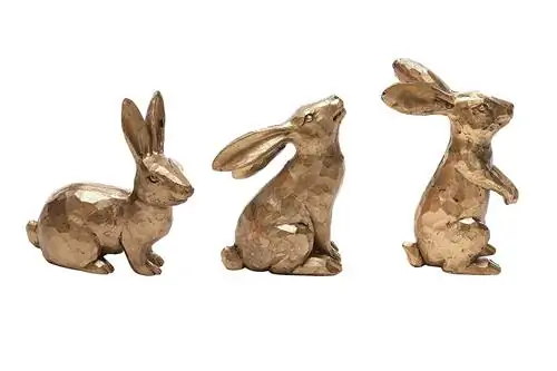 DN DECONATION Golden Polyresin Bunny Decor Фигурки кроликов