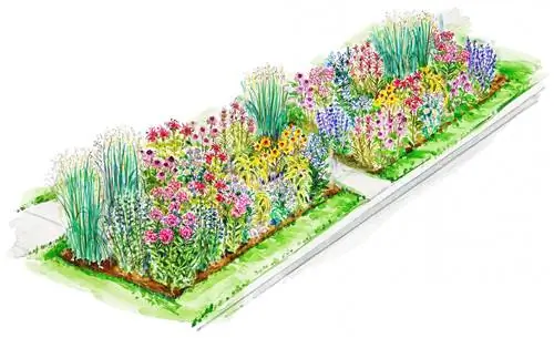 Иллюстрация Easy Streetside Garden Plan с бордюром и тротуаром
