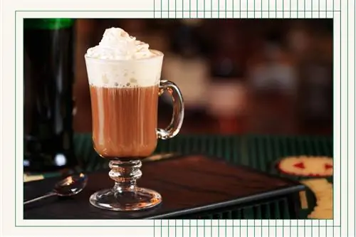 Ирландский кофе на зеленой фотообработке