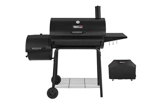Royal Gourmet CC1830SC Угольный гриль Offset Smoker с крышкой, 811 квадратных дюймов, черный, кемпинг на открытом воздухе