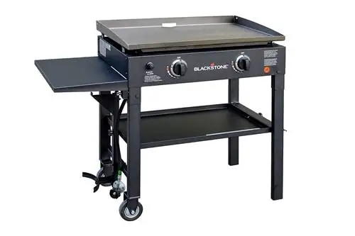 Газовый гриль Blackstone Flat Top Griddle 2 Горелка Пропановая задняя система управления смазкой, 1517, Уличная сковорода для кемпинга, 28 дюймов