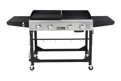 Royal Gourmet GD401C 4-конфорочный портативный пропановый газовый гриль с плоским верхом и сковородка, черный