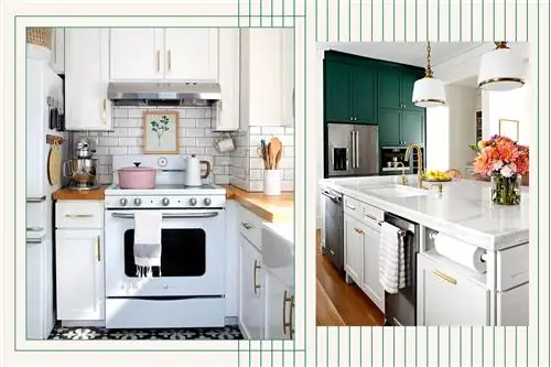 Кухонные полотенца висят на духовках