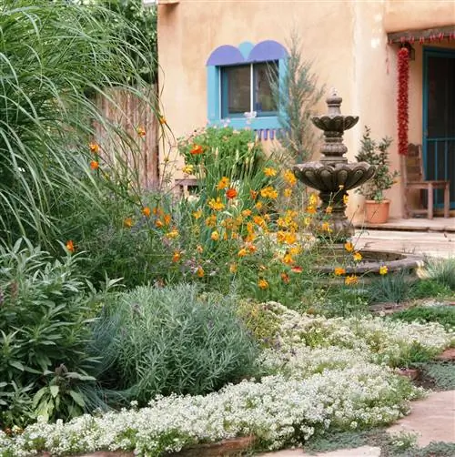 сад с фонтаном