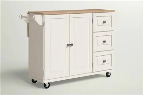 Kuhnhenn 53,5 ''широкая кухонная тележка на колесиках с верхом из цельного дерева