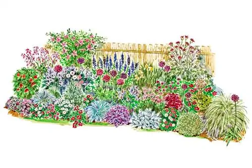 иллюстрация плана сада, чтобы смягчить забор