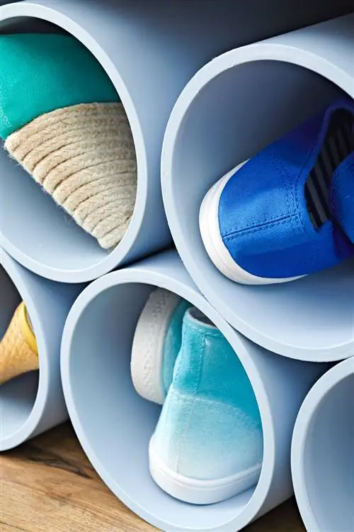 Крупный план круглого хранилища для обуви