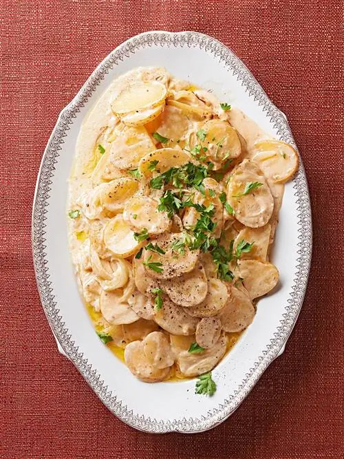 Картофель с гребешком и тремя сырами