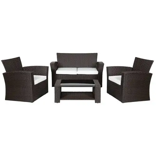 Highland Dunes Alfonso Rattan Wicker 4 - Группа сидений с подушками