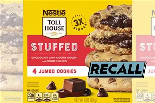 Упаковка отозванного теста для печенья Nestle Toll House с помадной начинкой Упаковка отозванного теста для печенья Nestle Toll House с помадной начинкой
