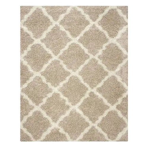 Коллекция SAFAVIEH Dallas Shag 8' x 10' Бежевый/Слоновая кость SGD257D Треллис Нелиняющая Гостиная Спальня Столовая Прихожая Плюшевый ковер толщиной 1,5 дюйма