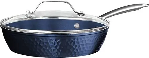 Коллекция посуды OrGREENiC Blue Hammered Cookware - Керамика с антипригарным покрытием для равномерного нагрева | Сейф для посудомоечной машины, духовки & StoveTop - 12-дюймовая кастрюля с крышкой