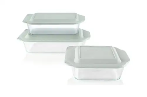 Набор стеклянных форм для выпечки Pyrex из 6 предметов с крышками, набор стеклянных форм для выпечки, 13x9 дюймов, 7x11 дюймов & 8x8 дюймов, формы для выпечки, нетоксичные, крышки без BPA,