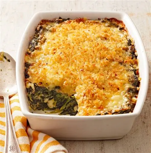 Масляная запеканка со шпинатом и хаварти