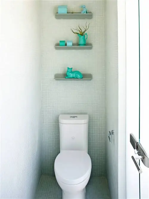 современные туалетные полки бирюзовые безделушки