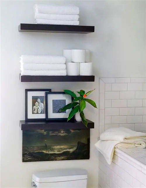 плавающие черные полки над унитазом