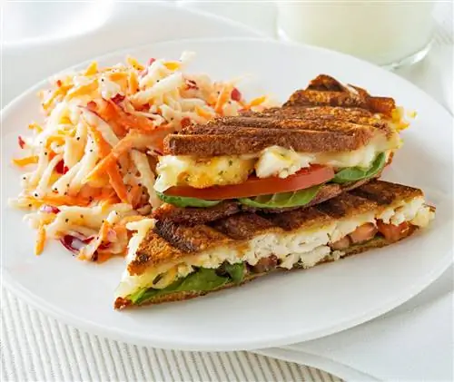 Сырная тилапия панини с яблочно-морковным салатом